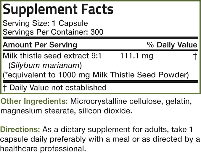 Bronson Milk Thistle 1000 MG Silybum 300 Capsules