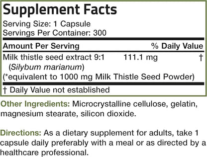 Bronson Milk Thistle 1000 MG Silybum 300 Capsules