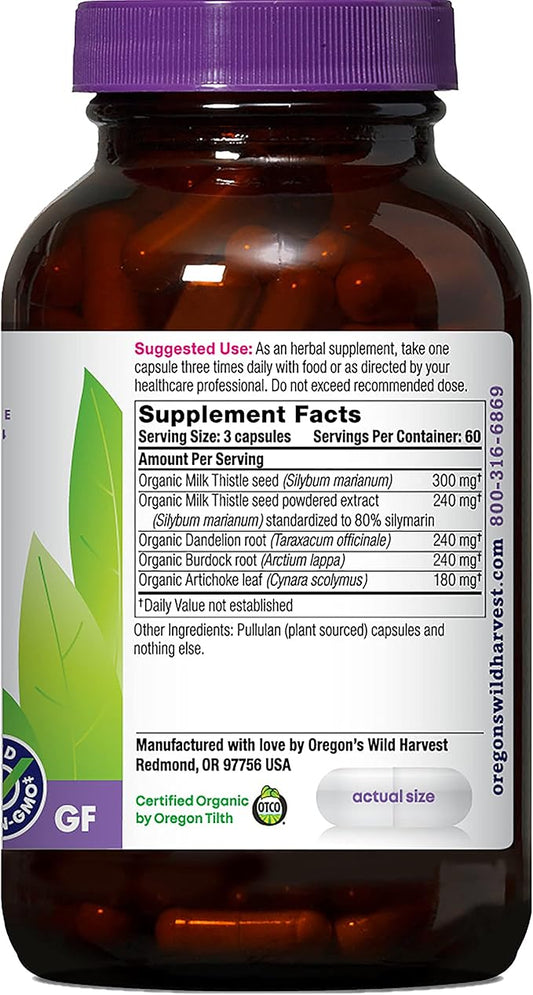 Oregon's Wild Harvest Milk Thistle Dandelion, 180 Count