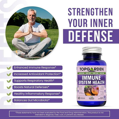 Immune System Health - Sambucus Elderberry, Vitamin C, Echinacea, Turmeric Curcumin, Garlic, Zinc & More for Adult's Wellness Support. Boost Your Body and Mind!