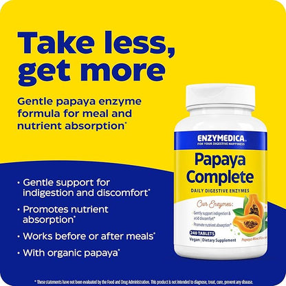 Enzymedica Papaya Complete, Daily Digestive Enzymes 240 Chewable