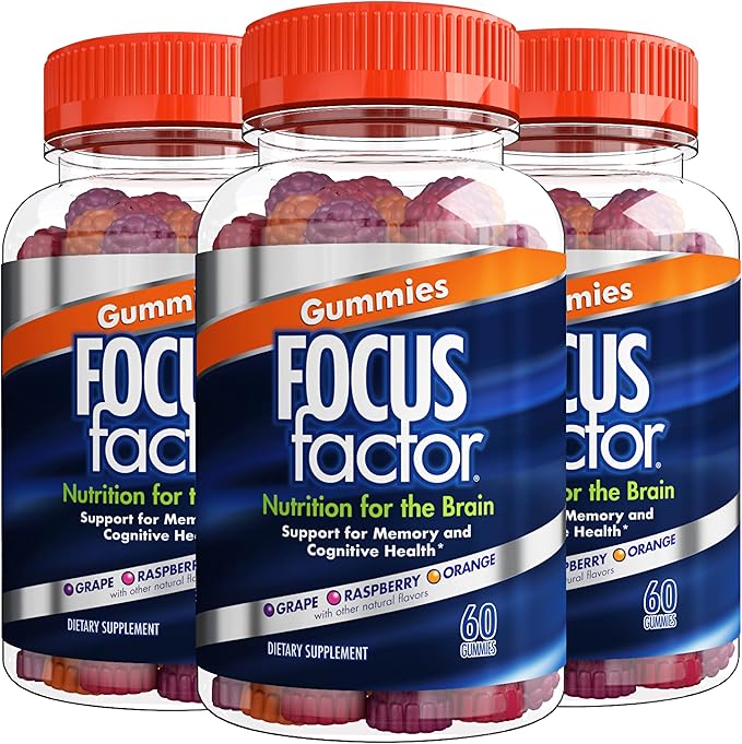 Focus Factor Nootropic Gummies 60 Count (3 Pack)
