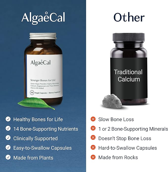 ALGAECAL - Plant Based Calcium Supplement D3 (1000 (1000 IU) 13 Minerals 90 Veggie 3 Month