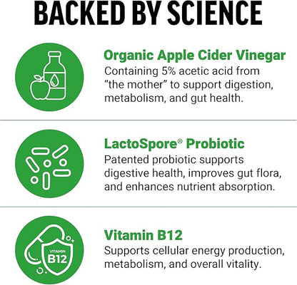 FORCE FACTOR ProbioSlim Apple Cider Vinegar Gummies, 2-Pack, with Organic Apple Cider Vinegar and LactoSpore Probiotics and Prebiotics to Support Digestion, Metabolism, and Immune Health, 120 Gummies