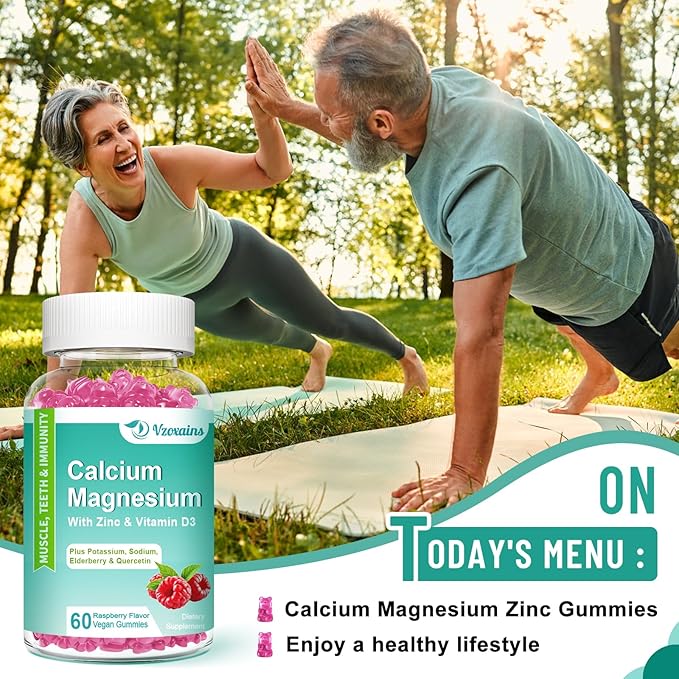 High Absorption Calcium Magnesium Zinc Gummies 400mg, Sugar 120 Count