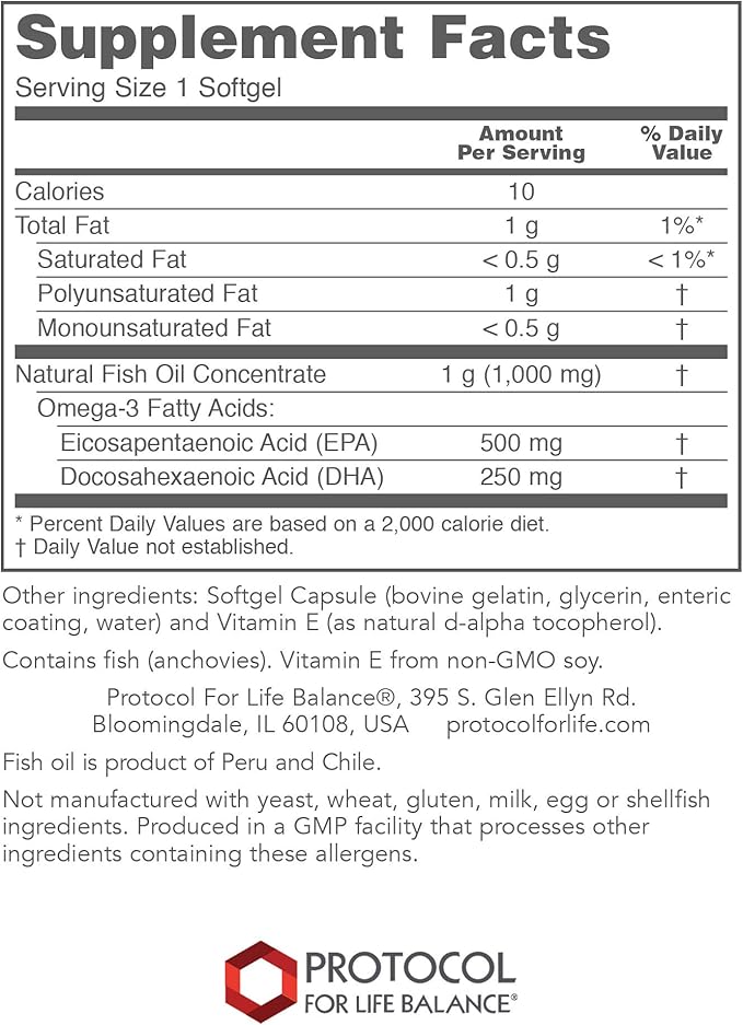 Protocol Ultra Omega-3-500mg EPA & 250mg DHA 90 Softgels