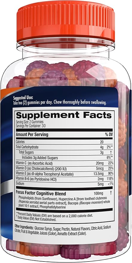 Focus Factor Nootropic Gummies 60 Count (3 Pack)