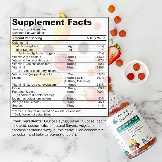 Nature's Nutri-Care Gummy Vitamins - Multivitamins for Women, Mens Multivitamin Gummies, Chewable Vitamin for Adults, Women’s & Men’s Multi Supplements, Natural Vegetarian Gummy, Made in USA