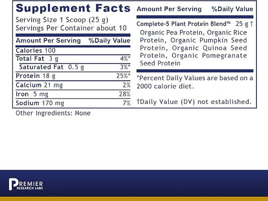Premier Research Labs Premier Plant Protein 18 Grams 60+ Trace 9 oz