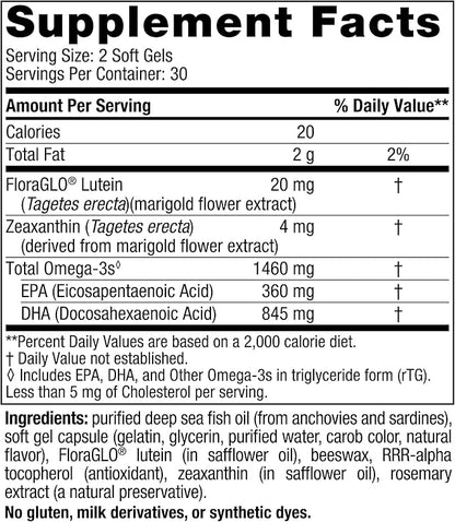 Nordic Naturals Omega Vision, Lemon 60 Soft 30 servings