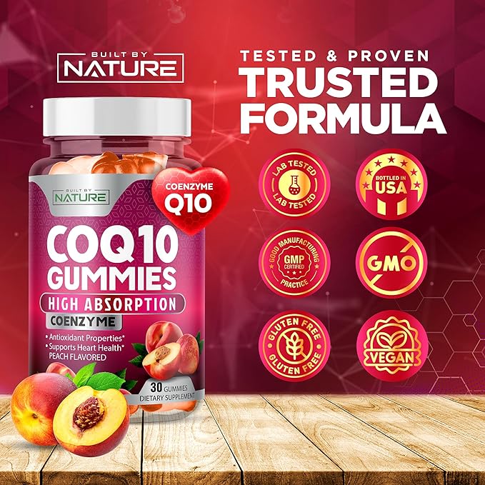 CoQ10 100mg Gummies, High Absorption Coenzyme Q10 Gummy, 30 Pectin