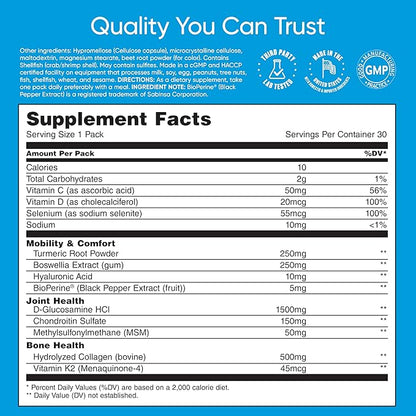 Mobility & Bone Support Daily Multivitamin K2, Collagen, (30 Pack)