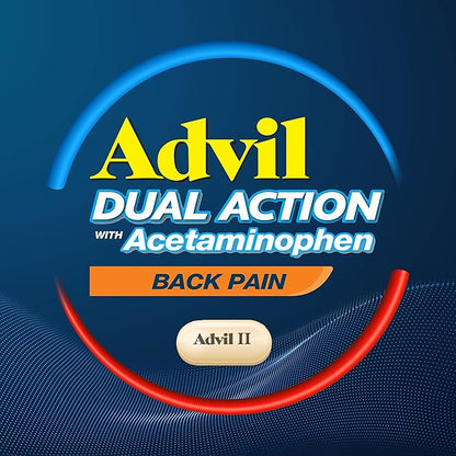 Advil Dual Action Back Pain Caplets 250mg Ibuprofen 500mg Acetaminophen 8 Hours 144 Count