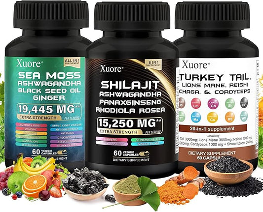 Shilajit,Sea Moss, Black Seed Oil,Mushroom &
