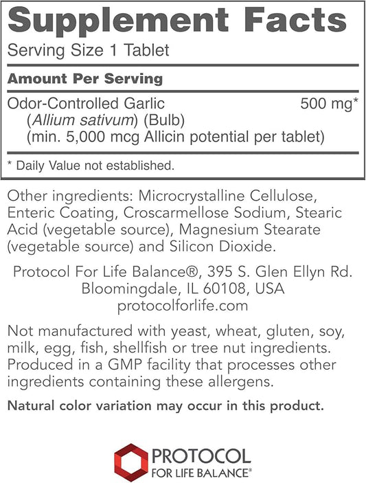 Protocol Garlic 5,000-5,000mcg Allicin Supplement 90 Tablets