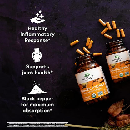 ORGANIC INDIA Turmeric Curcumin with Black Pepper 180 Capsules