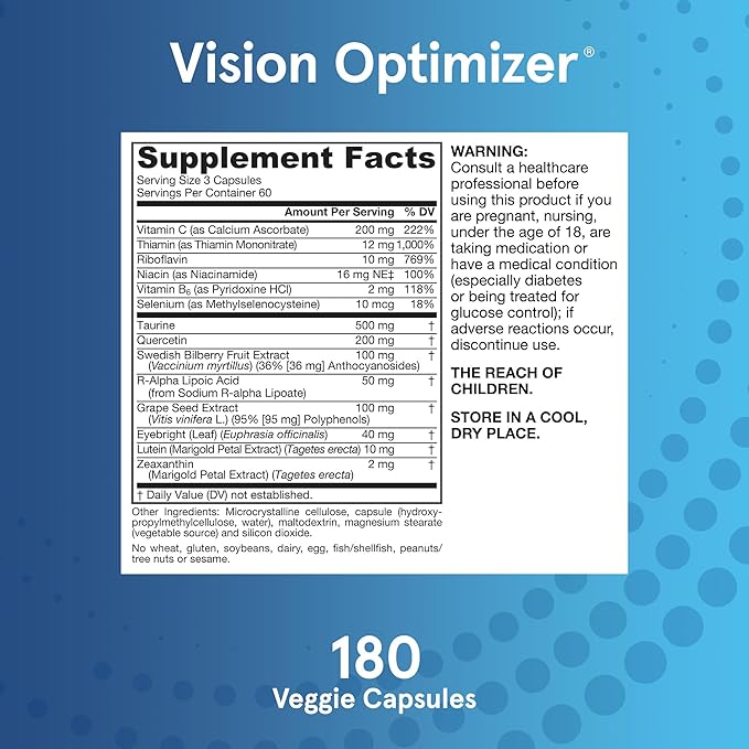 Jarrow Formulas Vision Optimizer Veggie Capsules 180 Count