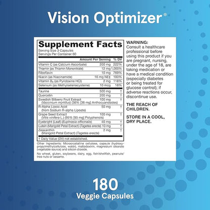 Jarrow Formulas Vision Optimizer Veggie Capsules 180 Count