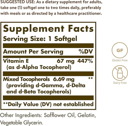 Solgar Vitamin E 67 mg (100 100 Mixed 100 Servings