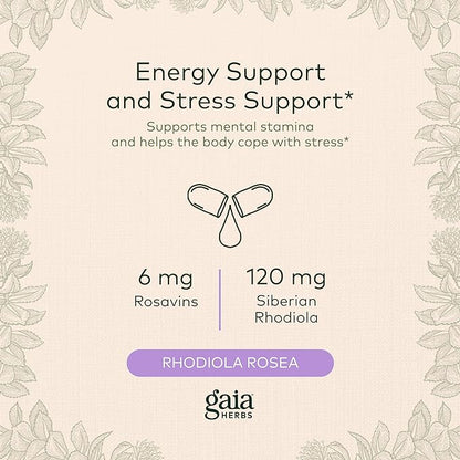 Gaia Herbs Rhodiola Rosea 60 Vegan (30-Day Supply)