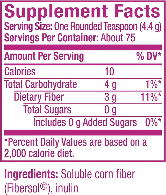Metamucil Fiber Supplement, Unflavored Clear Mixing 75 teaspoons