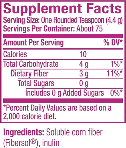 Metamucil Fiber Supplement, Unflavored Clear Mixing 75 teaspoons