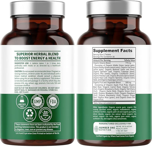 N1N Premium Organic Superfood Greens [28 60 Ct