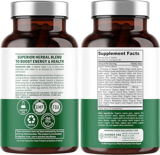 N1N Premium Organic Superfood Greens [28 60 Ct
