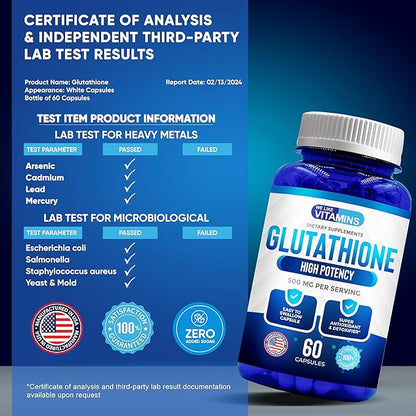 We Like Vitamins Glutathione 500mg Per Serving 60 Glutathione
