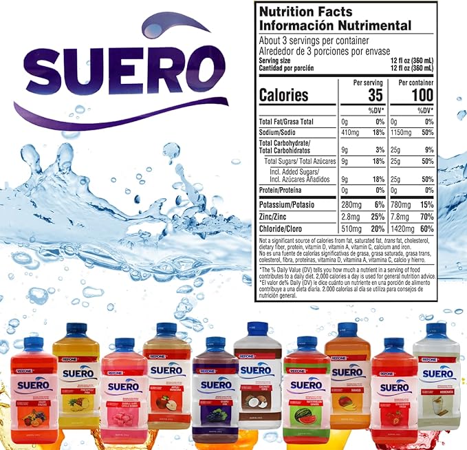 SUERO Electrolyte Solution with Zinc, Rehydrates, Restores Minerals and Nutrients, Apple Flavor, 2-Pack of 33.8 Fl Oz 2 Bottles