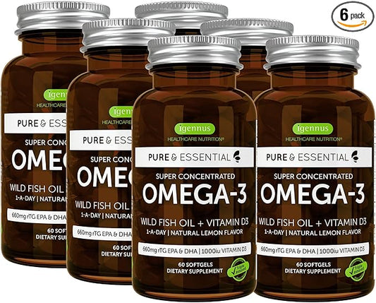 Pure & Essential Omega-3 & D3 1000iu, Fast-Acting 1-a-Day, Highly 360 Softgels