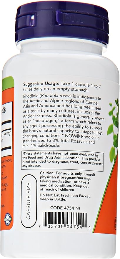 NOW Rhodiola Rhodiola Rosea 500mg, 60 2)