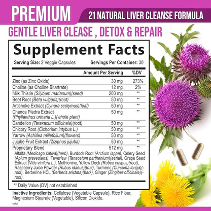Liver Cleanse Detox & Repair Formula 60 Capsules