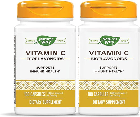 Nature’s Way Vitamin C with Bioflavonoids 1 g 100 Capsules (2 Pack)