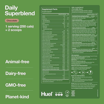 Huel Daily Superblend Chocolate Powder, 25g 87 Vitamins, 19 Servings,
