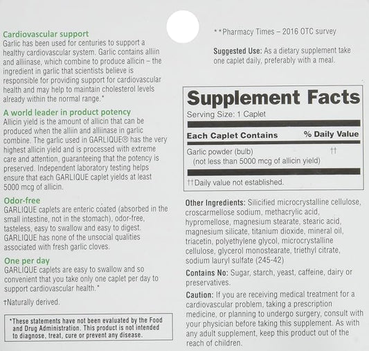 Garlique Dietary Supplement, 60 Caplets