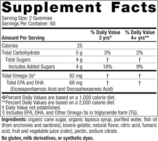Nordic Naturals Nordic Omega-3 Gummies, Tangerine 120 Gummies 82 mg Omega-3s with 60 Servings
