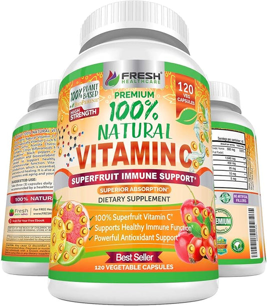 Natural Vitamin C 100% from 500mg - 120 Capsules