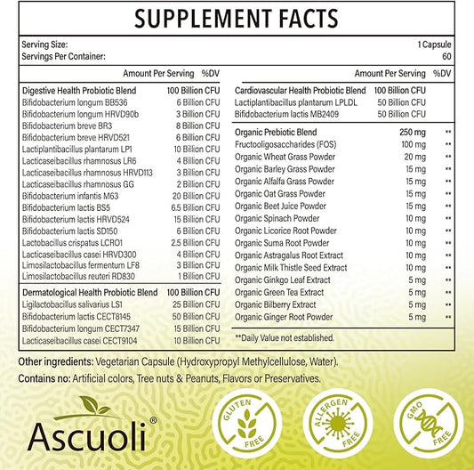 Probiotics for Women & Men - 300 Billion CFU, 22 Strains Probiotics + 15 Organic Herbs Blend, Daily Probiotics for Digestive Health, Immune, Gut, Bloating - 60 Capsule