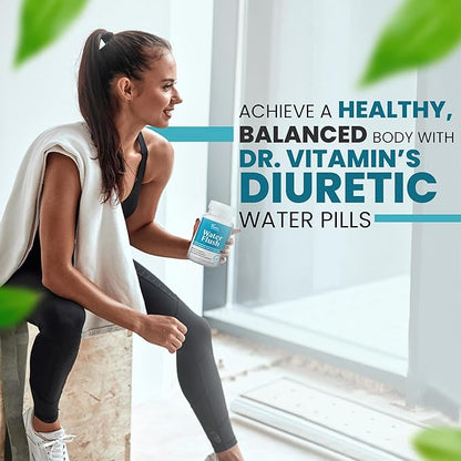 DR VITAMIN SOLUTIONS Diuretic Water Pills for Weight Control - Instant Relief from Bloat and Swelling - Green Tea, Cranberry, Dandelion Leaf Extract - Water Retention Pills for Women & Men, 120 Caps