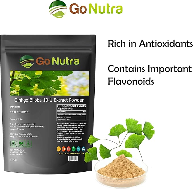 Go Nutra Ginkgo Biloba Extract Powder 10:1 Extra 8 oz.