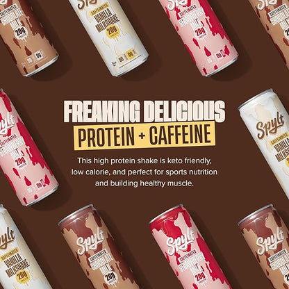 High Protein Milk Variety Pack (Chocolate, Strawberry, Vanilla) with 60mg Caffeine & 20g Protein - Ready to Drink, Sugar Free, Lactose Free Milk, Perfect for Workout Recovery & Afternoon Pick Me Up - 12 Count