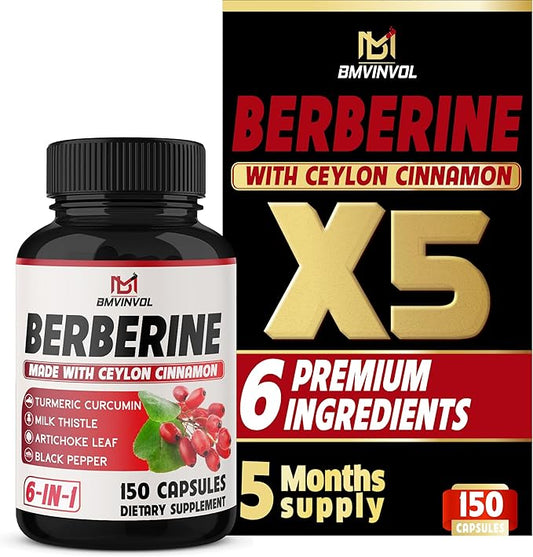 150 Capsules Berberine Supplement with Ceylon 5 Month