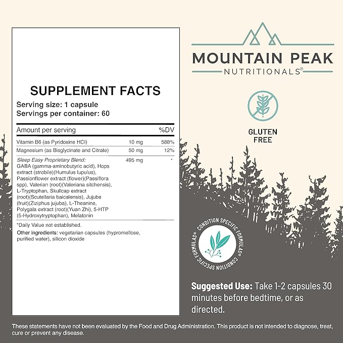 Mountain Peak Nutritionals Sleep Easy 5-HTP, Amino (60 Capsules)