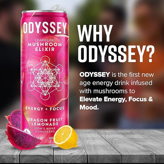 Odyssey Elixir Sparkling Adaptogen Drink, Low 12 Fl 12 Pack