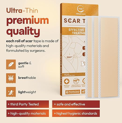 10 Pack Silicone Sheets for Scars, (6” x 1.6”)