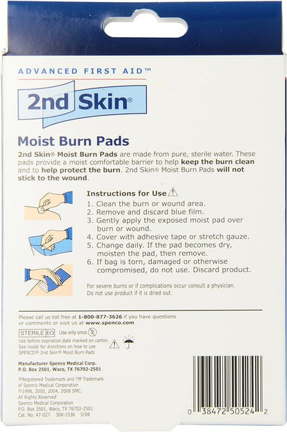Spenco 2nd Skin Moist Burn Pads, (3 x 4 Inches), 3-Count