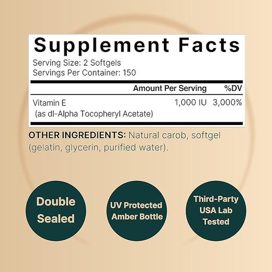 NatureBell Vitamin E Oil Softgels, 1,000 300 Pills