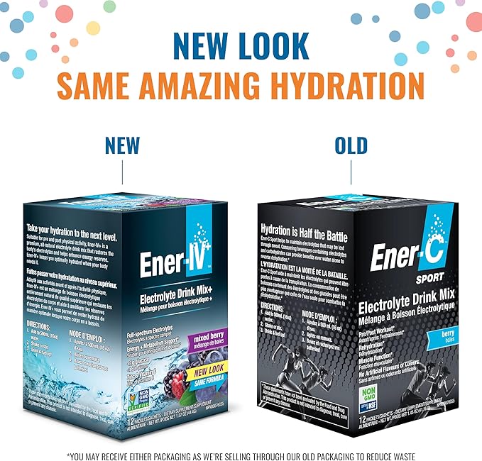 Ener-C & Ener-IV Drink Mix Pack- Vitamin Packets for Water, Electrolytes Powder Packet, Hydration Liquid Mix, Immune Booster for Adults, Healthy Energy, Low Sugar Rehydration for Women & Men- 42 Count