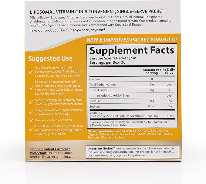 Aurora Nutrascience, Micro-Pack Liposomal Vitamin C, 1,000 mg 95% Higher